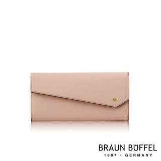 【BRAUN BUFFEL 德國小金牛】台灣總代理 奧菲莉亞-D 10卡兩折長夾-玫瑰色(BF681-621-RS)