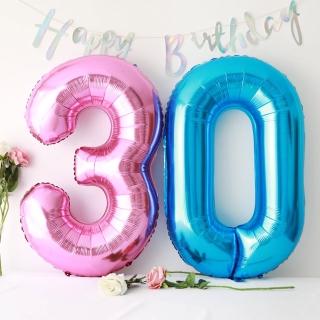 【野思】40吋超大數字氣球 天藍 玫紅 二色(氣球 生日氣球)