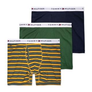 【Tommy Hilfiger】TOMMY 經典長版文字貼身四角內褲三件組-混色(平輸品)