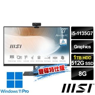 【MSI 微星】Modern AM271P 11M-607TW 27吋 液晶電腦(i5-1135G7/8G/512G+1T/Win11Pro/黑-雙碟特仕版)