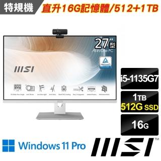 【MSI 微星】Modern AM271P 11M-629TW-SP2 白 27型(i5-1135G7/8GB+8G/512G PCIE+1TB/W11P)