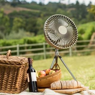 【E.B. MADE】6.5吋戶外多功能搖控LED燈伸縮立扇吊扇二合一充USB充電風扇8000mAh(戶外野營居家停電好幫手)