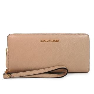 【Michael Kors】金字LOGO鵝卵石紋全皮革手提式手機x長夾(駝色)
