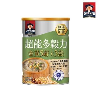【QUAKER 桂格】超能多穀力金黃5籽x5穀-無添加糖(390g/罐)