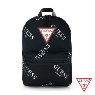 【GUESS】男包-經典倒三角LOGO造型後背包-黑(TL703198BLA)