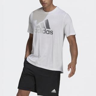 【adidas 愛迪達】上衣 男款 短袖上衣 運動 訓練 慢跑 亞規 D2M LOGO TEE 白 HF7210