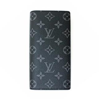 【Louis Vuitton 路易威登】Brazza Monogram 字花帆布對開長夾(M61697-黑灰)