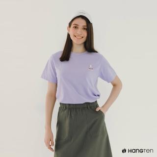 【Hang Ten】中性款-韓款-滑板貓主題印花涼感短袖T恤(紫)