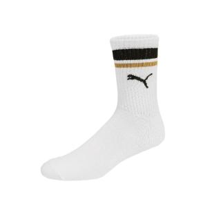 【PUMA】襪子 Fashion Crew 男女款 白襪 厚底 毛巾布 單雙入 長襪 台灣製 橫條紋(BB109215)