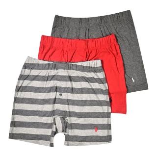 【RALPH LAUREN】Stretch Classic Fit 棉質寬鬆四角褲(紅、灰、灰條紋)