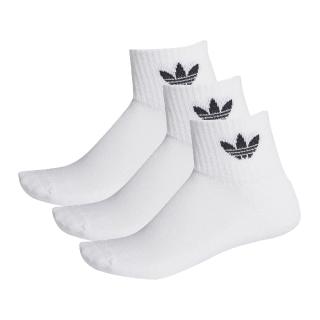 【adidas 愛迪達】襪子 Mid-Cut Crew 白 長襪 中筒襪 白襪 休閒 三葉草 愛迪達 3雙入(FT8529)