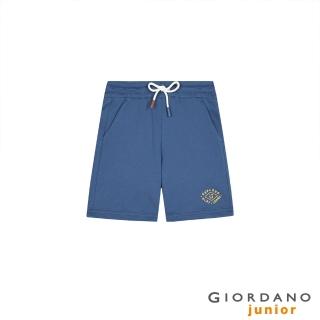 【GIORDANO 佐丹奴】童裝輕薄休閒抽繩短褲(64 深寶藍)