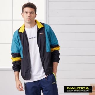 【NAUTICA】COMPETITION男裝撞色拼接風衣外套(黑)