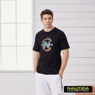 【NAUTICA】COMPETITION男裝蠟筆風LOGO短袖T恤(黑)