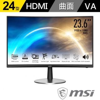 【MSI 微星】PRO MP242C 24型曲面美型螢幕(VA/FHD/1500R/內建喇叭)
