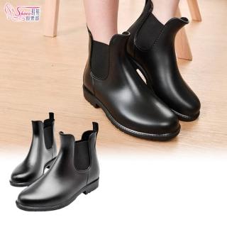 【ShoesClub 鞋鞋俱樂部】梅雨季必備時尚百搭素面短筒雨靴 雨鞋(防水 止滑)