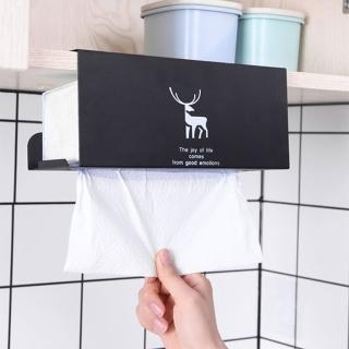 【E.City】北歐風免釘櫥櫃鐵藝紙巾架收納盒