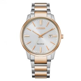 【CITIZEN 星辰】PAIR系列 光動能經典玫瑰金簡約腕錶 39.2mm 男(BM7526-81A)