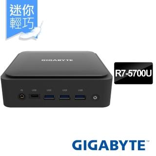 【GIGABYTE 技嘉】GB-BER7HS-5700 超微型電腦(R7-5700U/2xSO-DIMM/雙M.2 SSD/無OS/RAM HDD需另購)