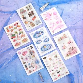 【德德小品集】和紙裝飾貼紙 水彩畫系列(英倫風 復古風 數字 花卉 草木 動物 星空 鯨魚)