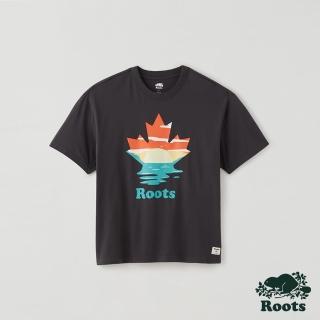 【Roots】Roots 中性- 夏日露營系列  楓葉日落短袖T恤(鐵灰色)