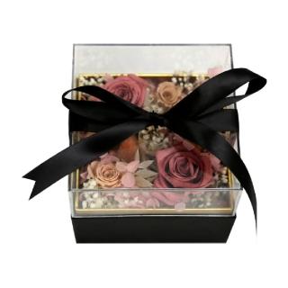 【Flower Plus】莫蘭迪粉 永生乾燥花禮盒 黑盒緞帶款(永生花乾燥花)