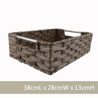 【CasaBella 美麗家居】仿藤編織收納籃XL(深木色 編織籃 收納箱 置物箱)