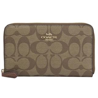 【COACH】品牌C LOGO多卡拉鍊發財零錢中夾(駝咖)