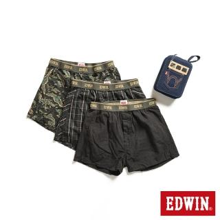 【EDWIN】冒險系列平口四角褲-男款/3入(樣式隨機)