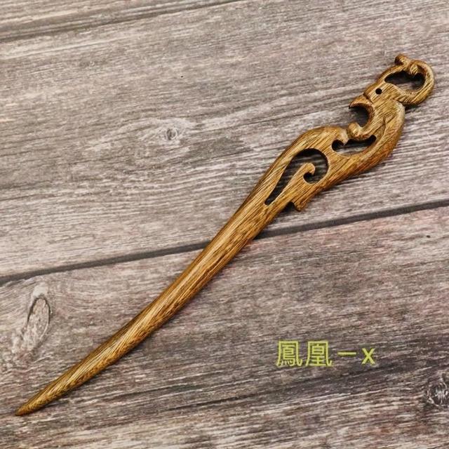 【SKIP 四季織】綠檀木髮簪(送收納袋)(古典風綠檀木髮簪)