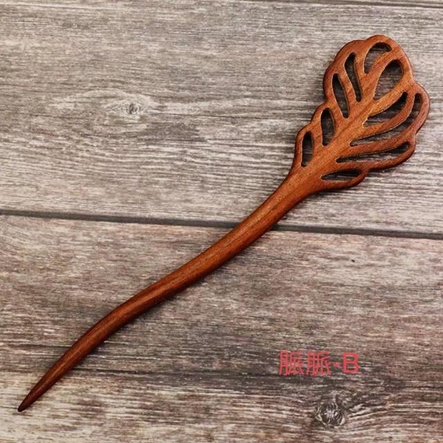 【SKIP 四季織】紅檀木髮簪(送收納袋)(古典風紅檀木髮簪)
