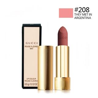 【GUCCI 古馳】潤澤絨霧唇膏 #208 3.5g人間水蜜桃 THEY MET IN ARGENTINA(平輸版)