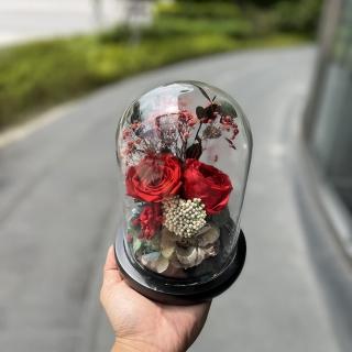 【Flower Plus】S1寶石紅 永生花玻璃罩(永生花乾燥花)