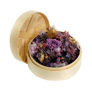 【Flower Plus】丁香紫 永生乾燥花禮盒丁香紫 竹蒸籠款(永生花乾燥花)