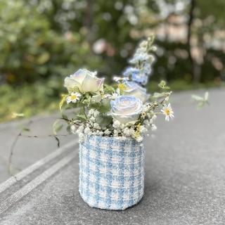 【Flower Plus】-雙北限定- 天空藍 千鳥格鮮花花禮(鮮花)