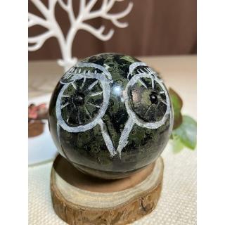 【Cocozy世界水晶原礦】孔雀石球 貓頭鷹(幸運守護靈鳥雕刻)