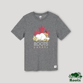 【Roots】Roots 男裝- 愛最大加拿大日系列 經典元素短袖T恤(灰色)