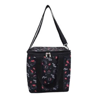 【小禮堂】Hello Kitty 箱型保冷袋 《黑滿版款》(平輸品)