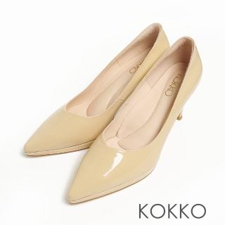 【KOKKO 集團】極致平穩舒壓軟墊手工尖頭細高跟鞋(漆皮膚)