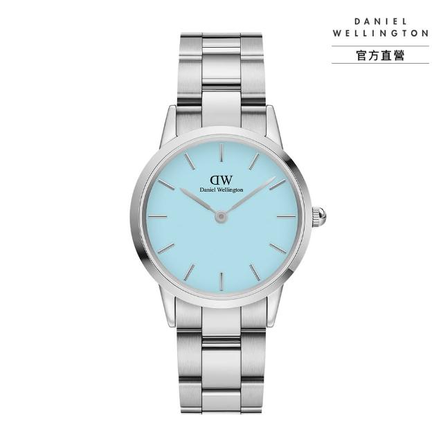 【Daniel Wellington】DW 手錶 Iconic Link Capri 28mm/32mm清新藍精鋼錶 粉藍錶盤(DW00100540)