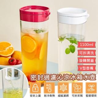 【QHL 酷奇】大容量耐耐熱密封濾茶冰箱冷水壺-1100ml(濾網/泡茶/水果茶/濾雜質)