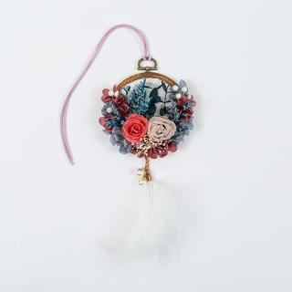 【Flower Plus】記憶點滴 藍 捕夢網吊飾 裝飾(永生花乾燥花)