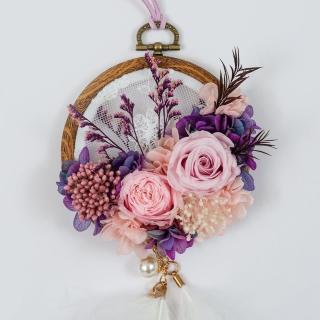 【Flower Plus】海棠花紅 捕夢網吊飾 裝飾(永生花乾燥花)