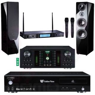 【金嗓】4TB點歌機+擴大機+無線麥克風+落地喇叭(CPX-900 R3+DB-7AN+TR-5600+KTF P-889 鋼考版 黑)
