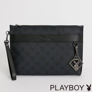 【PLAYBOY】手拿包附手挽帶 PZG 方塊遊戲系列(深藍色)