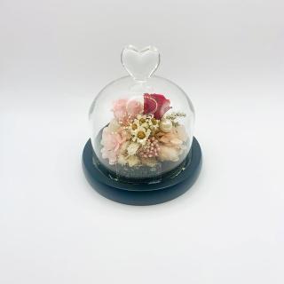 【Blumenladen花寓】愛心永生花盅燈-紅粉色款(永生花 永生花禮 恆星花)