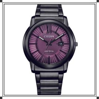 【CITIZEN 星辰】黑紫面 簡約款 經典光動能男錶42MM(AW1217-83X)