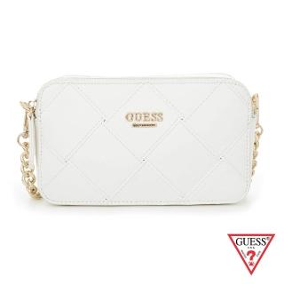 【GUESS】女包-純色皮質斜紋鏈袋包-白(20GF349WHT)