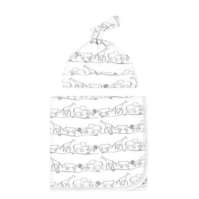 【Hudson Baby】有機棉嬰兒抱毯包巾毯+帽子組(美國紐約精品母嬰品牌)