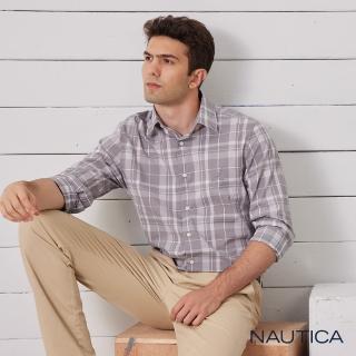 【NAUTICA】男裝快乾透氣質感彈性長袖襯衫(灰色)